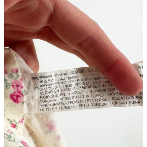 Zara Womens Floral Print Crop Top Medium Halter Cottage Boho Romantic Feminine - Picture 7 of 8